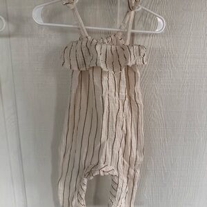 Grayson Collective Striped Cream & Brown Sleeveless Kids Romper 100% Cotton